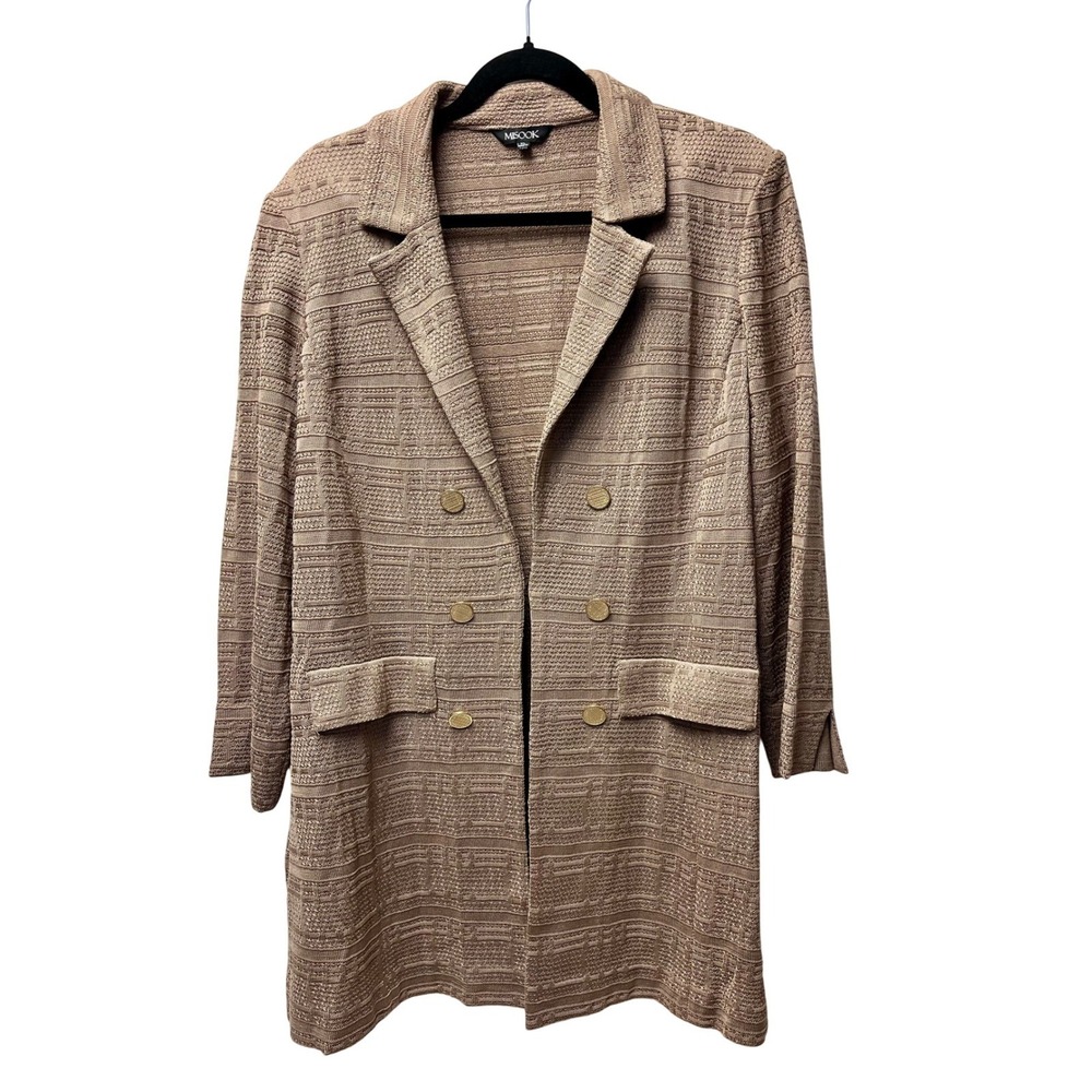 Misook Knit XL Tan Jacket Blazer Longline Old Money Corporate Chic Elegance Work